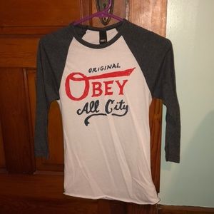 Obey baseball style shirt.